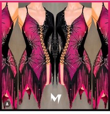 Michael Chen Latin Competition Dance Dress for women, pink and black size small