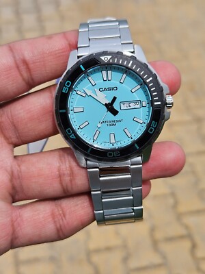 ''Casio MTP-125D-2A2 Men's Watch - Stainless Steel, Blue Dial, 100M Water Resista