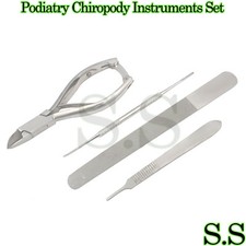 Podiatry Chiropody Instruments 4 Piece Set Stainless Steel Curved Nipper BTS-82