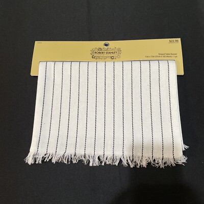 Robert Stanley Farmhouse Table Runner Beige Grey 72  x13  Rustic