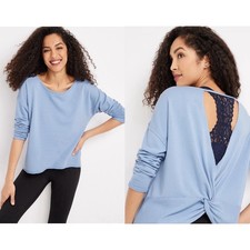 Maurices Twist Back Sweatshirt Solid Baby Blue Pullover NWT Medium Women s