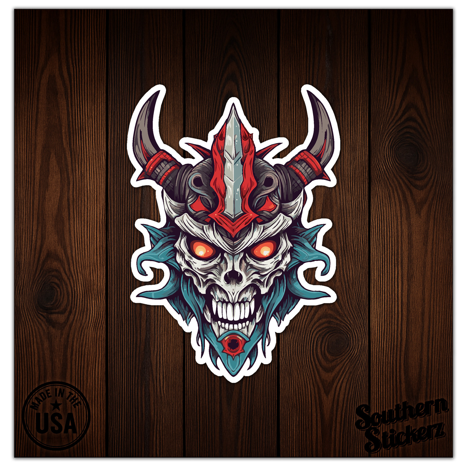 Demon Skull Horns - Vinyl Decal Sticker - Car Window Laptop - ebn9814