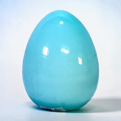 Opaline Blue Glass Egg 4'' Blown Easter Spring Decor Hollow Tabletop Paperweight