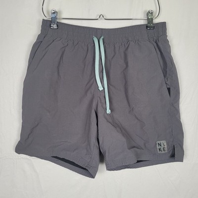 NIKE Solid Icon Volley Swim Shorts Sz Medium Gray Trunks Drawstring