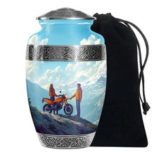 Motorbike Ride Burial Urn for Human Ashes Adult Male Female, 10 Inch
