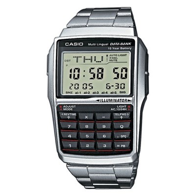 Casio Uhr Data Bank Calculator DBC-32D-1ADF Taschenrechner Stahl Vintage DD