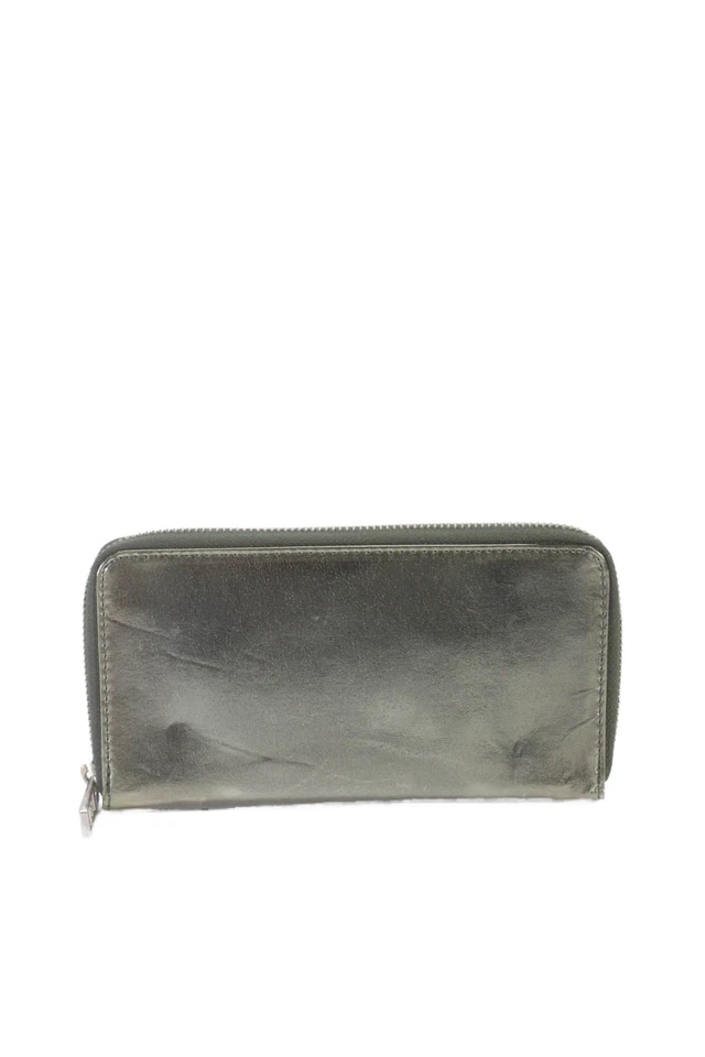 Marc Jacobs Womens Leather Zip Around Light Clutch Wallet Silver Metallic - Image 4 of 4