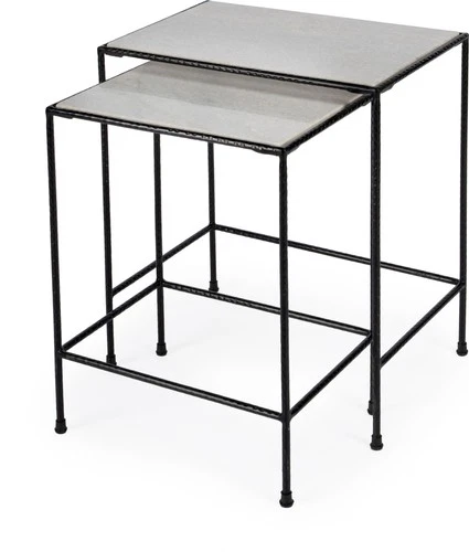 Iron and Marble Nesting Tables by Butler Specialty - Picture 3 of 7