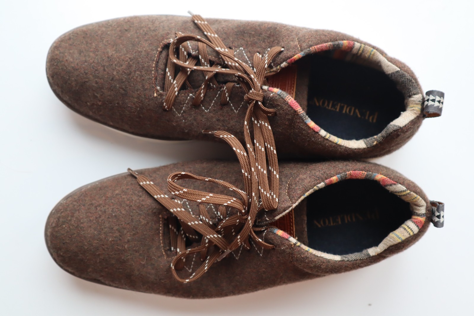 Dark Brown Wool Blend PENDLETON Laced Sneakers Ma… - image 4