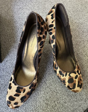 INC International Concepts Leopard Print Platform Pumps Stiletto Round Toe 7.5M