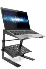Pyle Portable Adjustable Laptop Stand with Shelf Storage for DJ, PC, and Gaming
