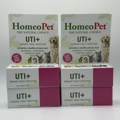 4 Pack HomeoPet UTI+ 15 ml For Dogs, Cats & Small Pets - New In Box