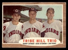 1962 Topps #37 Tribe Hill Trio Latman/Stigman/Jim Perry