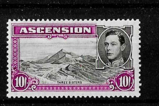 ASCENSION ISLAND 1938 53 KGVI 10s black & bright purple sg47 p131/2 mh