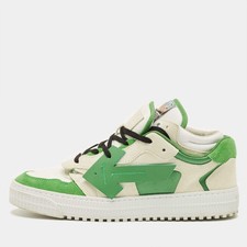 OffWhite Floating Arrow Size 43 Green Fabric and Suede Lace Up Sneakers