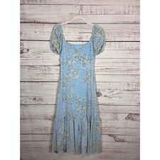 Altard State Blue Floral Puff Sleeve Dress Small Cottagecore Prairie Milkmaid S
