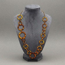 Tortoiseshell Ring Long Necklace Vintage Acrylic Hoop Statement Women Jewelry