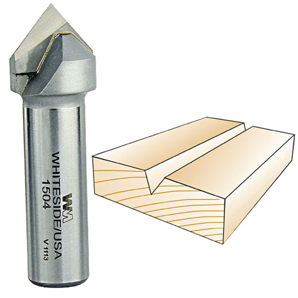 Whiteside 90 deg. V-Groove Bit, 1/2 in. SH x 3/4 in. CD x 3/8 in. PL 1504