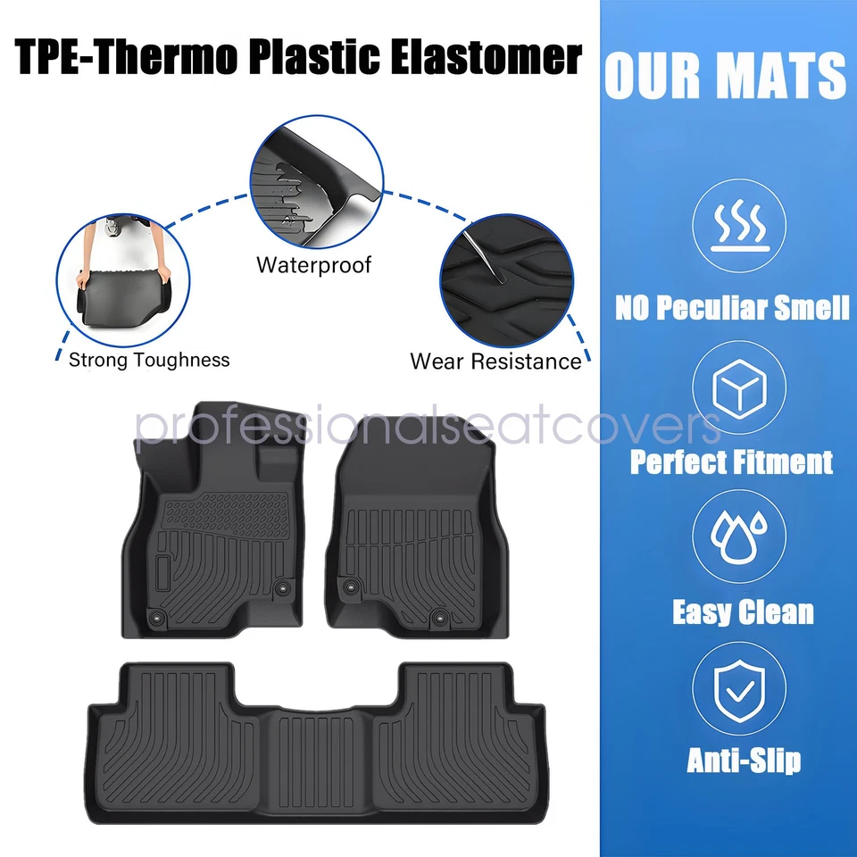 For 2019-2023 Acura RDX TPE Floor Mats Liners 3PCS 3D Front & Rear Black NEW - Image 3 of 4