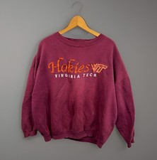Vintage Men s Virginia Tech Hokies College Embroidered Sweatshirt 90s DISTRESSED