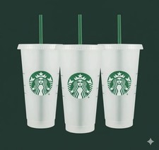 NEW Starbucks 24oz / 710ml Reusable Frosted Cold Cup Tumbler with  Lid & Straw