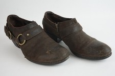 Born Zowy Brown US Sz 8 Western Leather Clog Harness Zip Ankle Bootie Heel Shoe