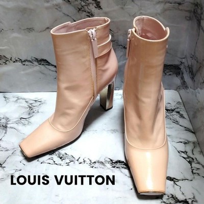 LOUIS VUITTON Patent leather Short Boots 36.5 Salmon pink Women