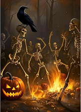 5D Skeleton Diamond Art Painting Kits for Adults,Pumpkin,Halloween Diamond Dots,