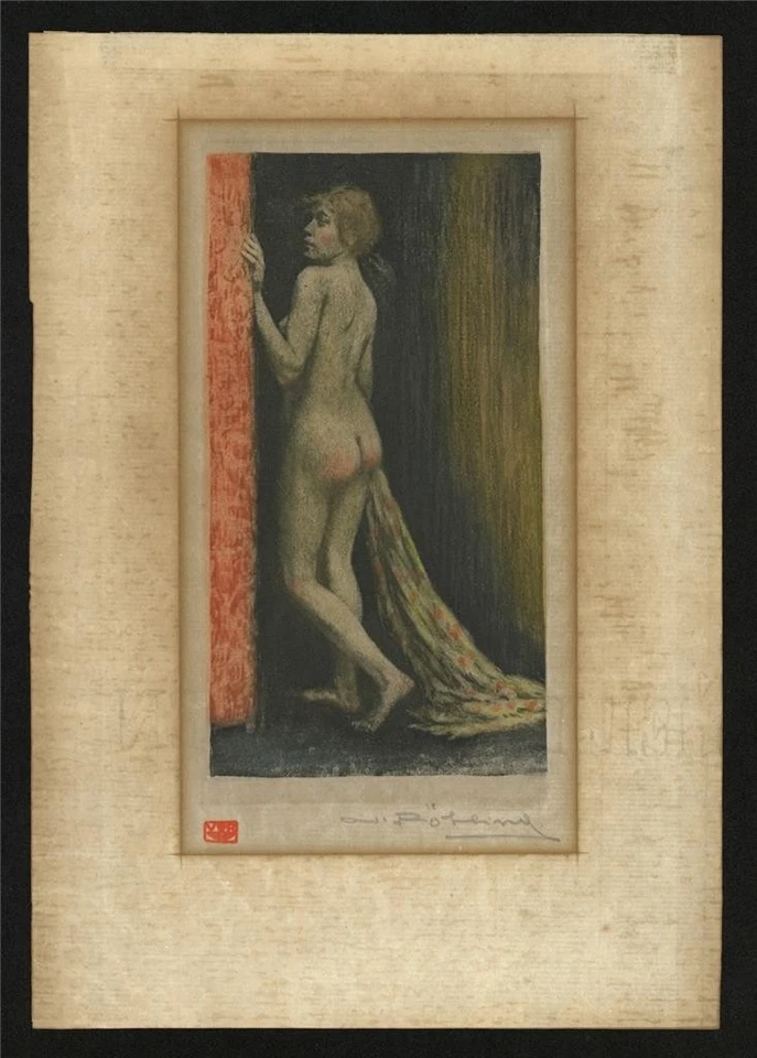 Vladislav Rohling (1878-1949) Pencil Signed Mezzotint - Nude Female Portrait - Image 2 of 4