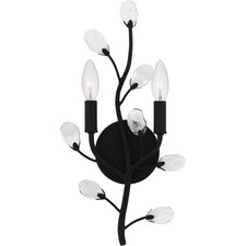Matte Black Two Light Wall Sconce from the Heiress Collection