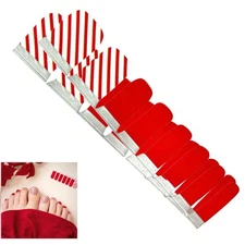 Jaysea Nails Pedicure Nail Wraps Color Christmas Red Candy Cane Street Art, B4G1