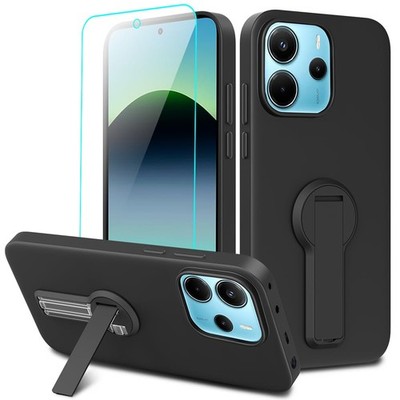 Xiaomi Redmi Note 14 4G Case 2025 Black Screen Protector Stand Kickstand Cover