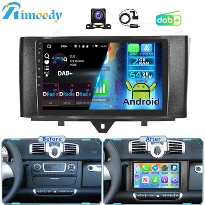 RIMOODY Radio de coche DAB+ Android 15 GPS Navi Carplay para Mercedes Benz Smart 451 2010-2015
