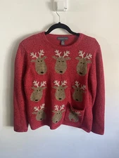 Vintage Northern Isles Women’s Christmas Reindeer Sweater Cozy Grandma Core