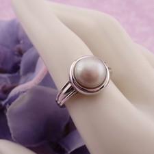Vintage Honora Sterling Silver White Cultured Pearl Size 8.75 Ring 5.3 grams