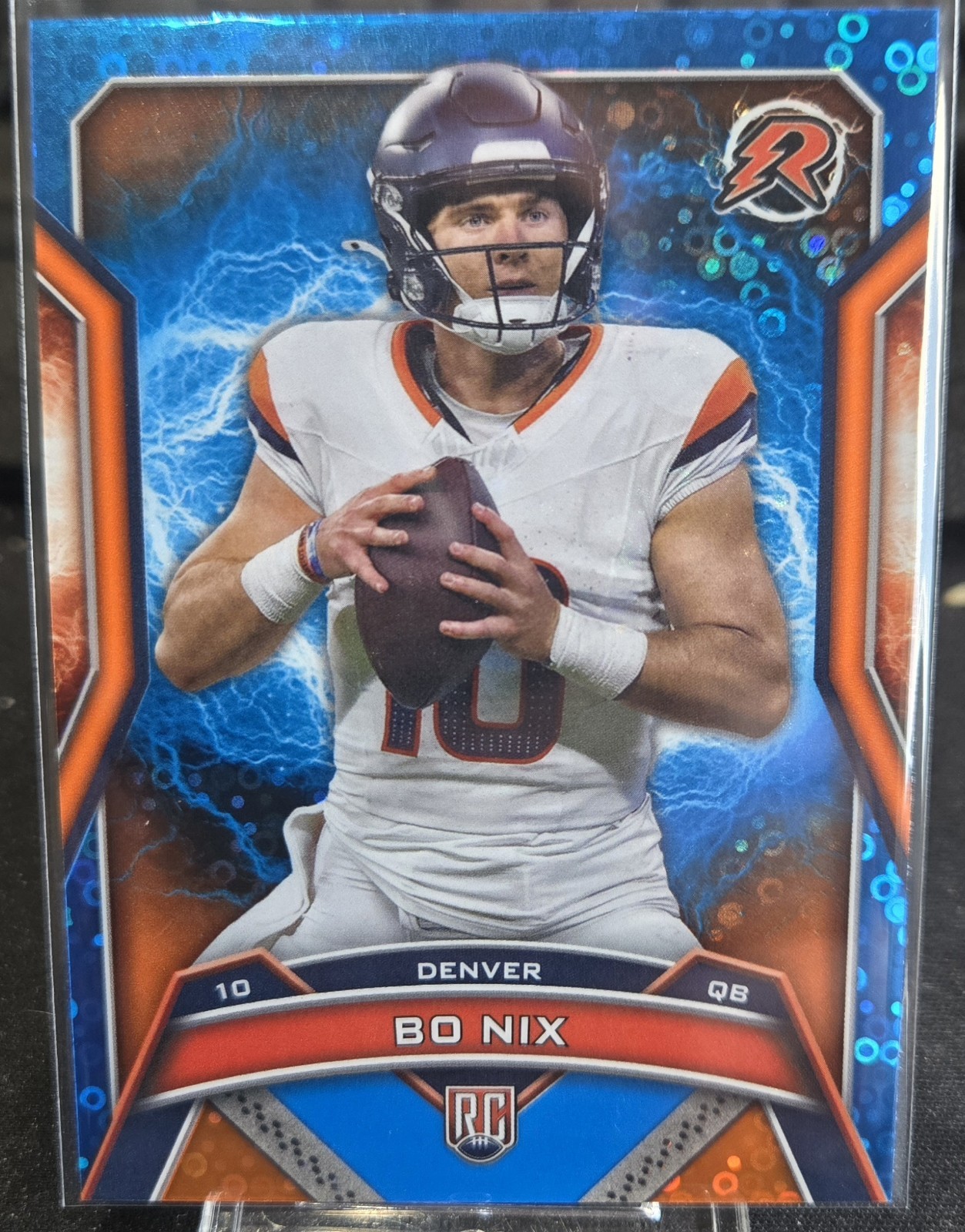 2024 Topps Resurgence Bo Nix RC Broncos Blue & Orange Spark Refractor #125