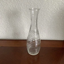 Vintage FTD 7 Clear Glass Vase Stem Plant 9" Tall Swirl Bud 70s Made in USA