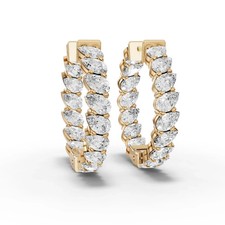 2.96 Ct Pear Basket Set Lab Grown Diamond Hoop Earrings 18k Yellow Gold