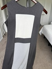 True  Womens Dress|Mini Elegant,Sheath,|Sleeveless| 2 Gray  & white |Geometric|
