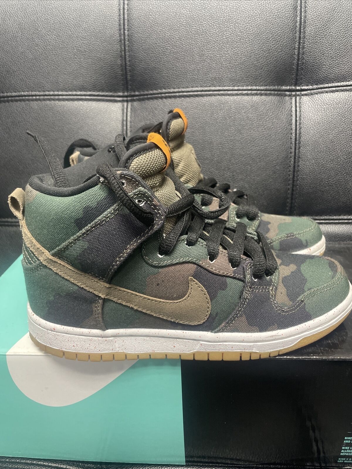 Men's Size 4 Nike SB Dunk High Fiveoneo Camo 646552-037