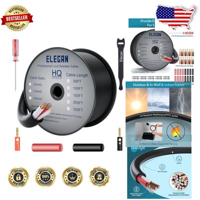 Versatile 150FT 12 Gauge Outdoor Speaker Cable with Tool Kits for Perfect Sound