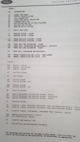 CLASSIC ESCORT/SIERRA COSWORTH FACTORY WORKSHOP MANUALS VOL'S 1+2-CLASSIC - Picture 3 of 8
