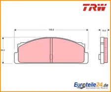 Brake pad set, disc brake TRW GDB107 for Fiat 132 124