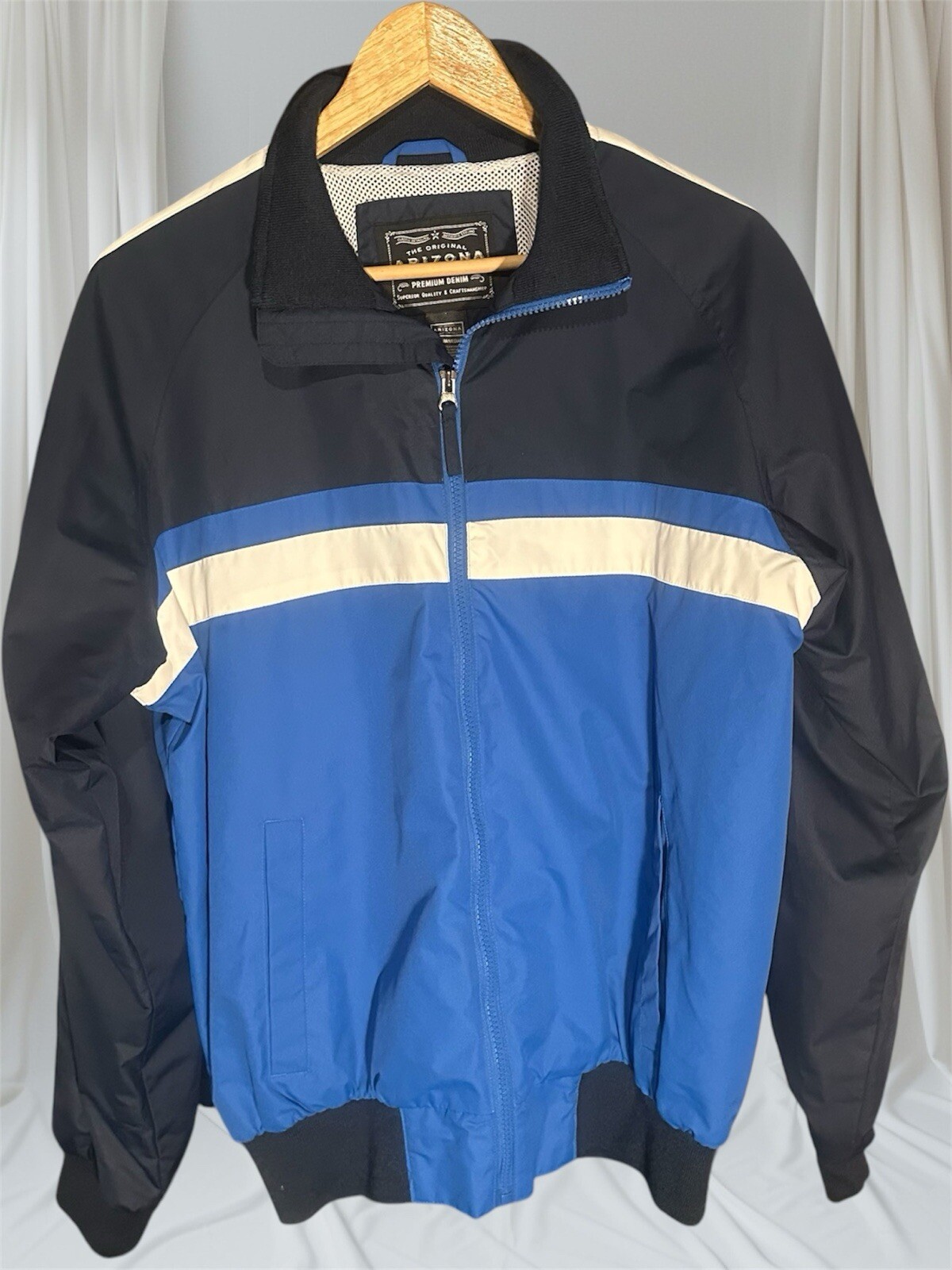 Vintage Y2K Track Jacket Arizona Jean Co, M Blue Windbreaker Color Block HTF