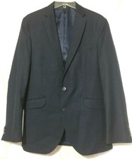 Kenneth Cole Mens Blue Check 2-Button Blazer Jacket Size 40R