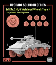 RYEFIELD 2076 1/35 Sd.Kfz.234/4 Weighted Wheels Type A 3D printed, Total 8pieces