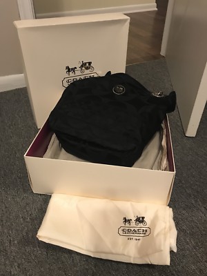NEW COACH SIG OTTOMAN Satch Shoulder Bag BLACK W/TAGS WITH ORIGINAL BOX