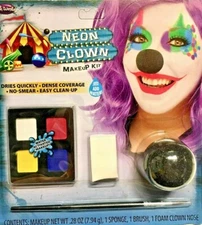 Funworld Neon Clown 4 piece makeup kit - Includes Water Activated Makeup Palette