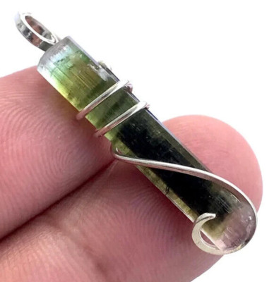 14.40 TCW Tri Color tourmaline Necklace Green Black Pendant Real tourmaline Pend