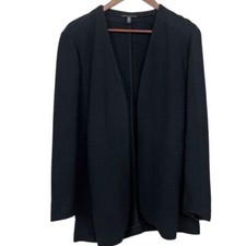 EILEEN FISHER Black Jacket Cardigan Waffle Cotton Tencel Open Small Oversized